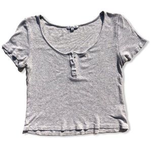 CHARLOTTE RUSSE Crop Top Ribbed Grey Women Size Medium